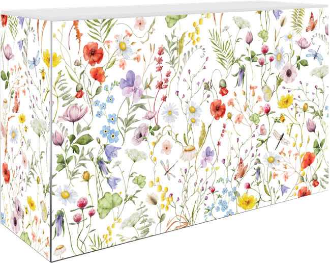Art Series Service Bar Counter - Bloom - White Top - 60 x 180 x 110cm H